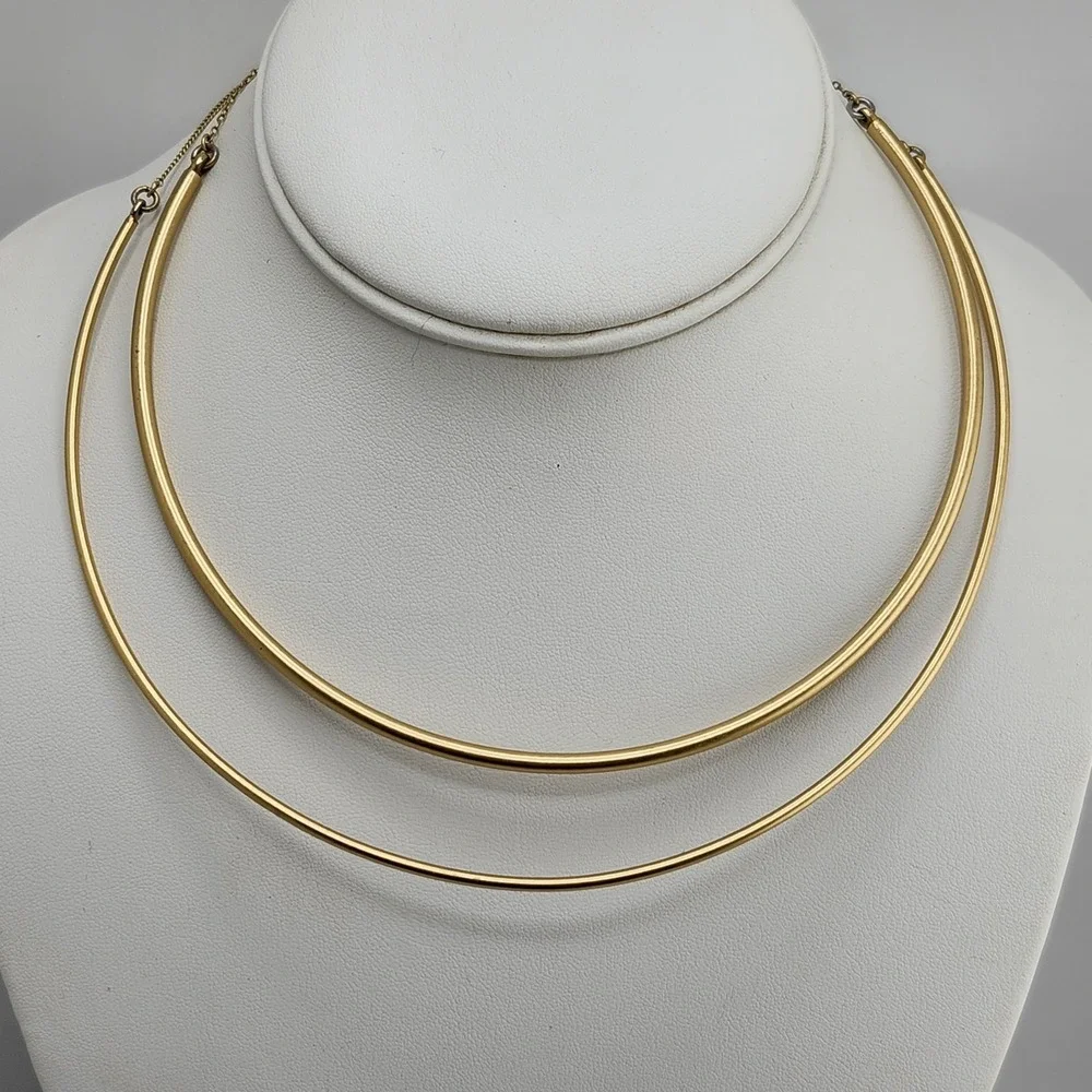 Madewell Necklace Minimalist Bib Gold Tone Tribal Egyptian Revival